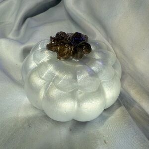 White Glass Pumpkin Decor